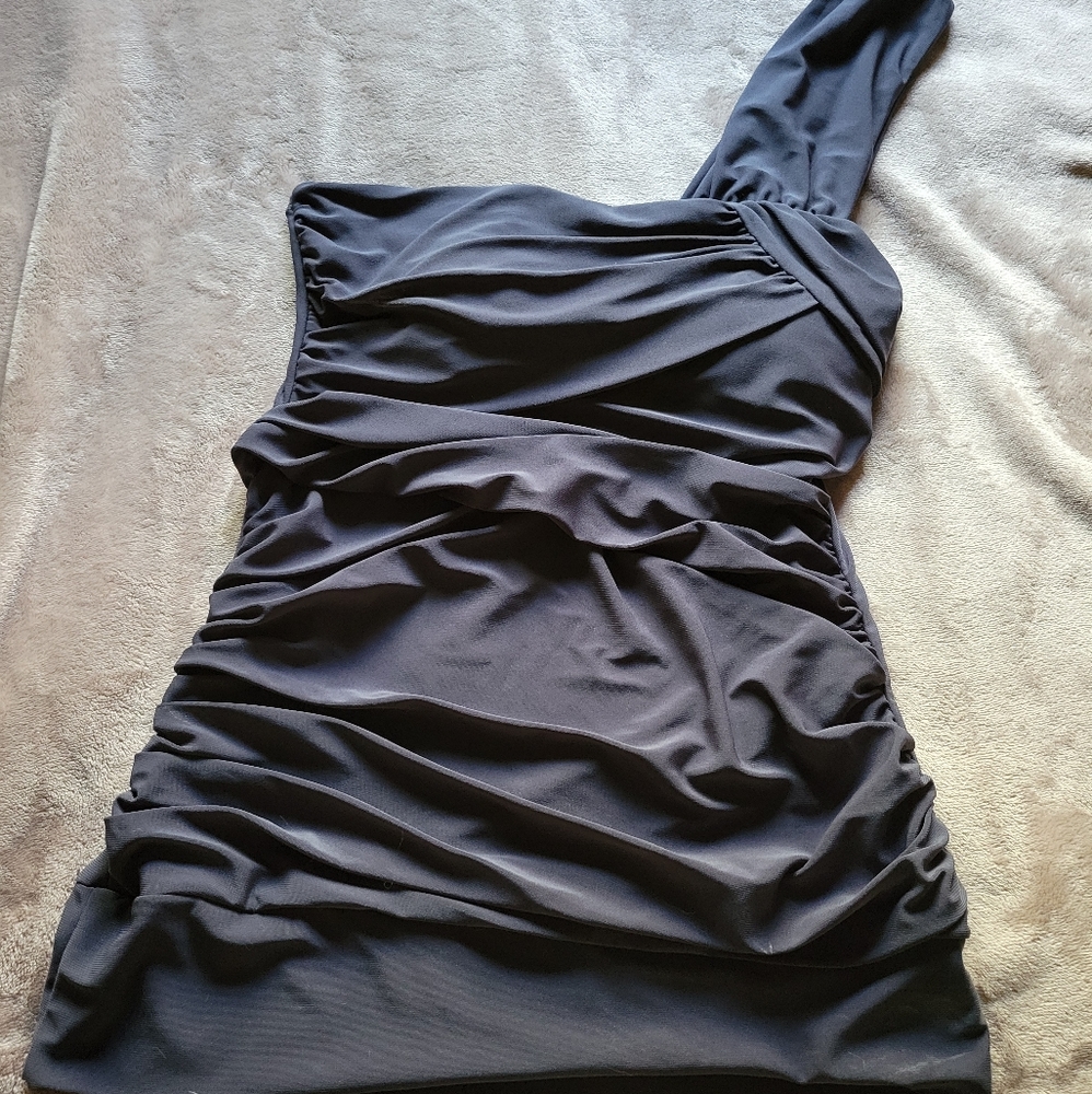 One Shoulder Grey Dress Shirt